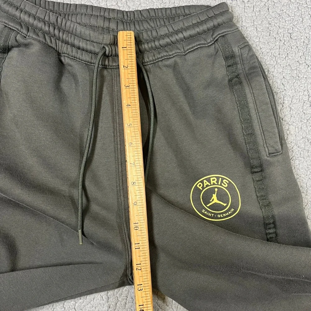 Jordan x PSG Paris Saint-Germain Fleece Sweatpants Mens Small Green Yellow Logo